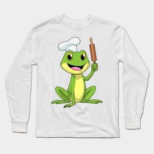 Frog as Baker with Rolling pin & Cooking hat Long Sleeve T-Shirt